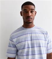 Men's Blue Striped Cotton T-Shirt Only and Sons New Look