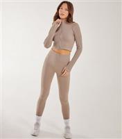 Women's Stone Rib Double-Zip Crop Top Pink Vanilla New Look