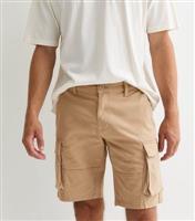 Men's Beige Cargo Shorts Only and Sons New Look