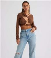 Women's Brown Cut Out Crop Top Urban Bliss New Look