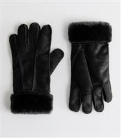 Black Suedette Gloves Faux Fur Lined Gloves New Look