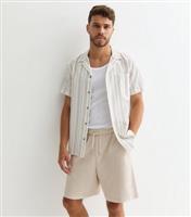 Men's Stone Textured Jersey Drawstring Shorts New Look