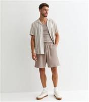 Men's Light Brown Textured Jersey Drawstring Shorts New Look