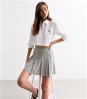 Women's Light Grey Pinstripe Pleated Mini Skirt New Look