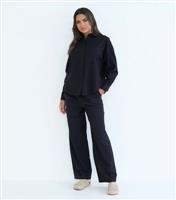 Women's Black Linen-Blend Wide Leg Trousers Urban Bliss New Look