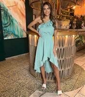 Women's Mint Green One Shoulder Dip Hem Midi Dress AX Paris New Look