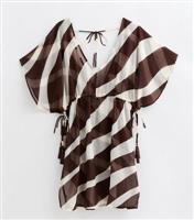 Women's Brown Zebra Print Oversized Chiffon Kaftan New Look