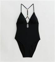 Women's Black Textured Bead-Trim Swimsuit New Look