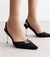 Women's Crux Black Buckle Slingback Heels Public Desire New Look