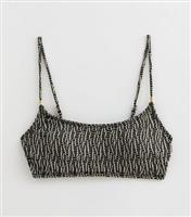 Women's Black Textured Glitter Bikini Crop Top New Look