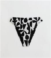 Women's Black Abstract-Print High-Waist Bikini Bottoms New Look