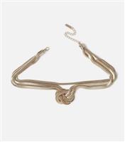 Freedom Gold Knot Layered Choker Necklace New Look
