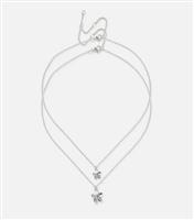 Muse 2 Pack Silver Flower Mum & Me Necklaces New Look