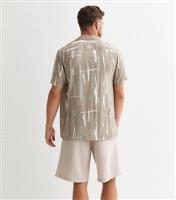 Men's Stone Cotton-Linen Shorts Jack & Jones New Look