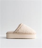 Women's Off White Platform Sole Mule Slippers Vegan New Look