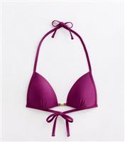 Women's Purple Moulded Triangle Bikini Top New Look
