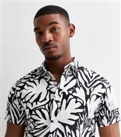 Men's Off White Tropical-Print Short-Sleeve Shirt Jack & Jones New Look