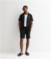 Men's Black Crinkle-Textured Jogger Shorts Jack & Jones New Look