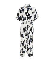 Women's White Floral Crepe Shirt Midi Dress Quiz New Look