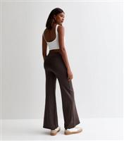 Women's Tall Dark Brown Wide Leg Leggings New Look