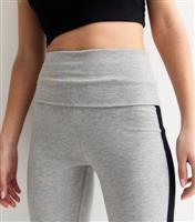 Women's Light Grey Side-Stripe Flare Leggings New Look