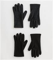 Pack Of 2 Black And Grey Fleece Gloves New Look