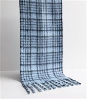 Blue Soft Knit Checked Scarf New Look