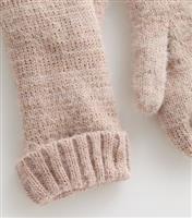 Pink Sparkle Knit Gloves New Look