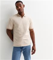Men's Regular Cotton Blend Split Neck Polo Shirt Jack & Jones New Look