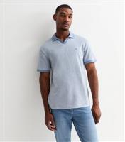 Men's Blue Regular Cotton Blend Split Neck Polo Shirt Jack & Jones New Look