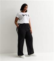 Women's Plus Size Black Side Stripe Wide Leg Trousers Curves New Look