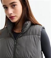 Women's Grey Crop Puffer Gilet New Look
