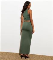 Women's Olive Green Asymmetric Split Hem Maxi Skirt New Look