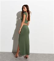 Women's Olive Knot Side Maxi Skirt New Look