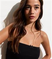 Women's Black Bow Detail Bandeau Top New Look