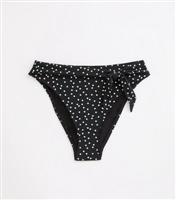 Women's Black High Waist Polka-Dot Bikini Bottoms New Look