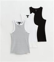 Women's 3 Pack of Monochrome Racer Vests New Look