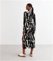 Women's Black Abstract Print Midi Shirt Dress New Look