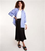 Women's Black Cotton-Blend Bias Cut Midi Skirt Blue Vanilla New Look