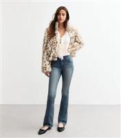 Women's Blue Vintage Tint Double Waistband Flared Jeans New Look