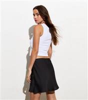 Women's Black Satin Mini Skirt New Look