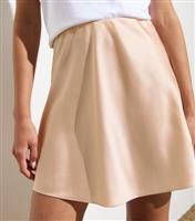 Women's Cream Satin Mini Skirt New Look