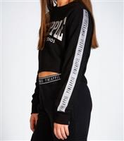 Girls' Black Foil Logo Crop Sweatshirt Pineapple New Look