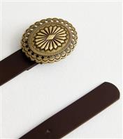 Dark Brown Leather-Look Metal Buckle Belt New Look