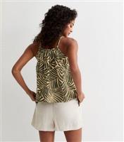 Women's Olive Leaf-Print Sleeveless Top ONLY New Look