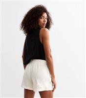 Women's Cream Elasticated Linen Blend Shorts ONLY New Look