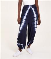 Women's Navy Tie-Dye Harem Trousers Blue Vanilla New Look