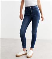 Women's Blue Hallie Disco Frayed Hem Super Skinny Jeans New Look