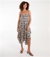 Women's Brown Leopard-Print Midi Dress Blue Vanilla New Look