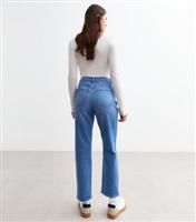 Women's Blue Hannah Ankle Grazer Straight Leg Jeans New Look